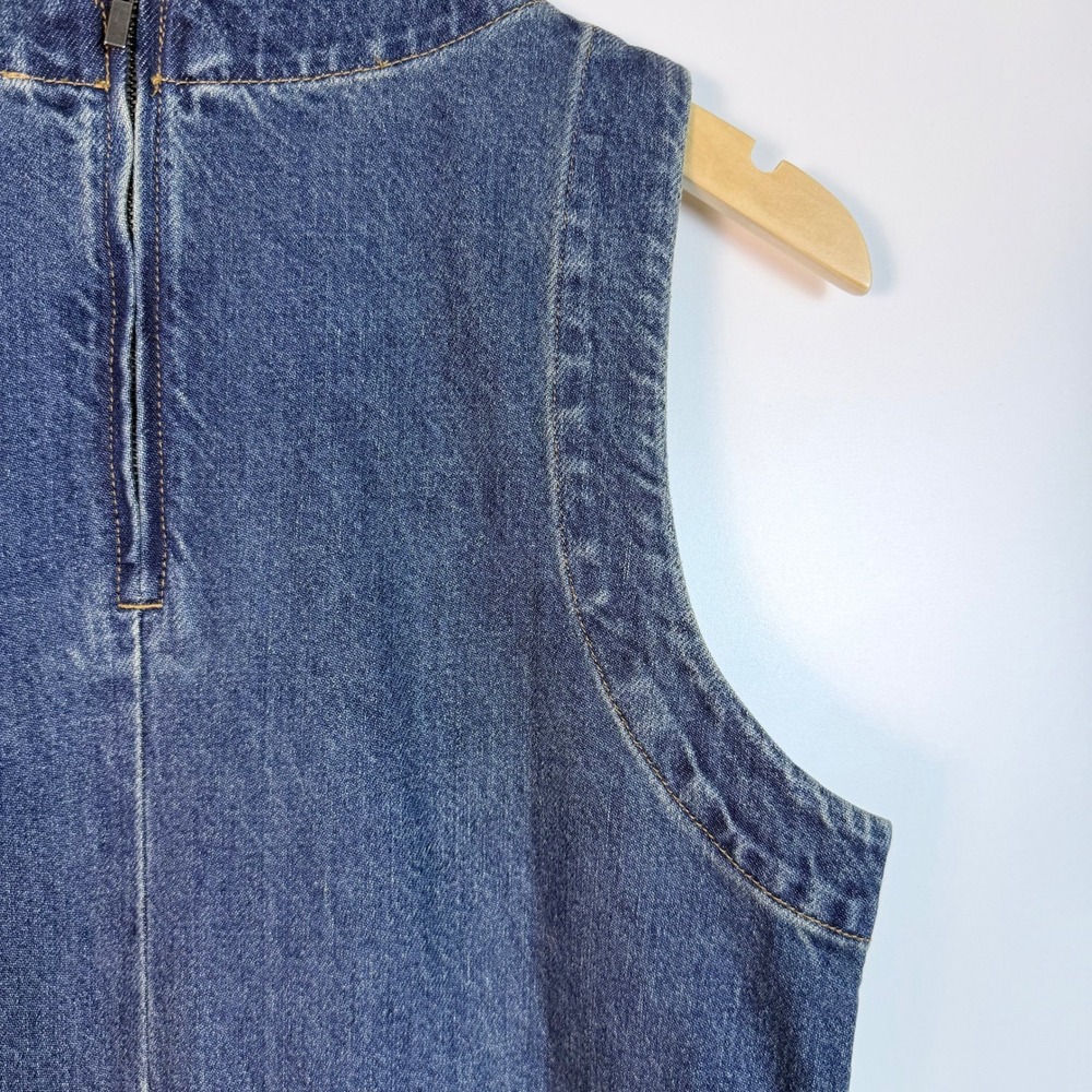 Banana Republic Jean Midi Dress M Zip Sleeveless Utility Western Casual Denim - Picture 9 of 11